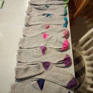 Lot of 9 Pairs Girl's Kids Children's Grey Rainbow Socks Set